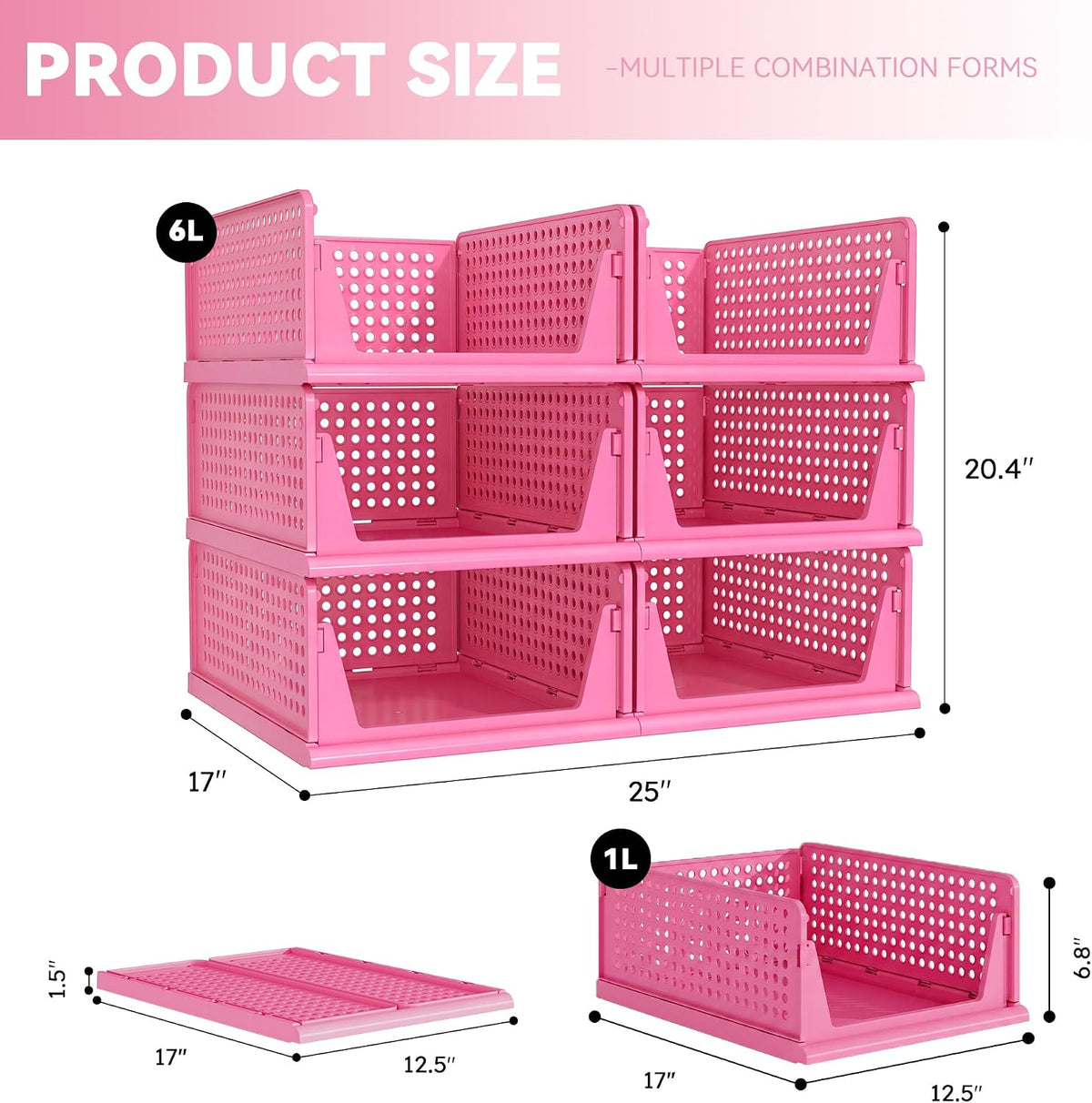 Closet Organizer Storage Bins Stackable Plastic Drawer Shelf