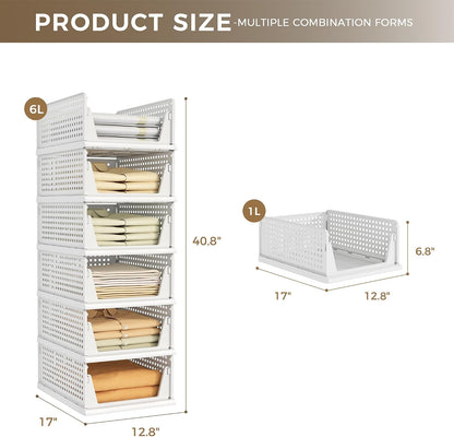 Closet Organizer Storage Bins Stackable Plastic Drawer Shelf