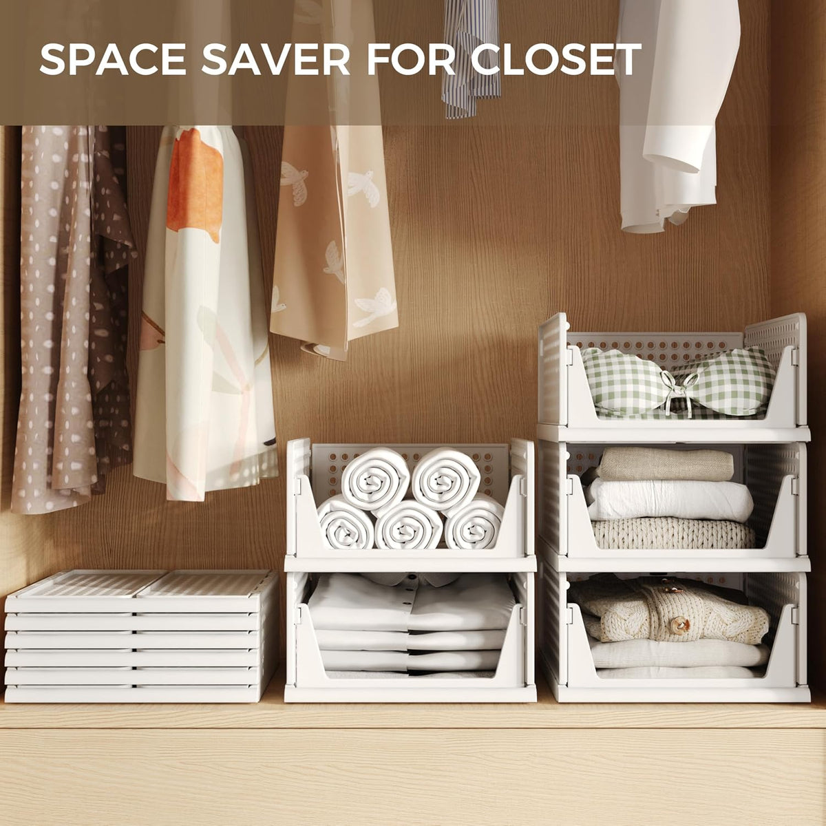 Closet Organizer Storage Bins Stackable Plastic Drawer Shelf