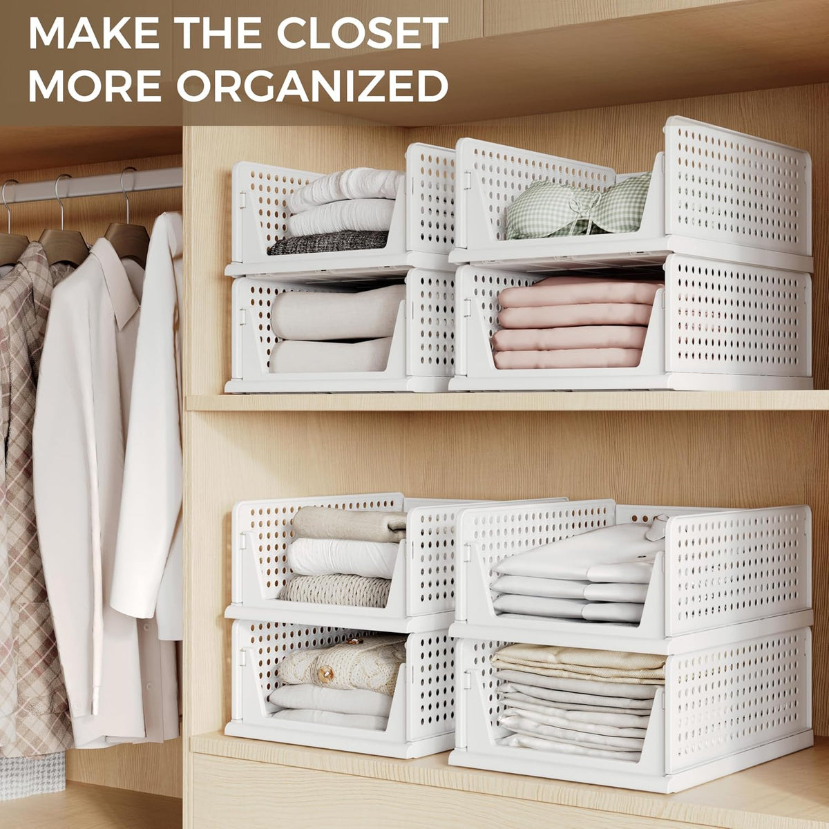 Closet Organizer Storage Bins Stackable Plastic Drawer Shelf