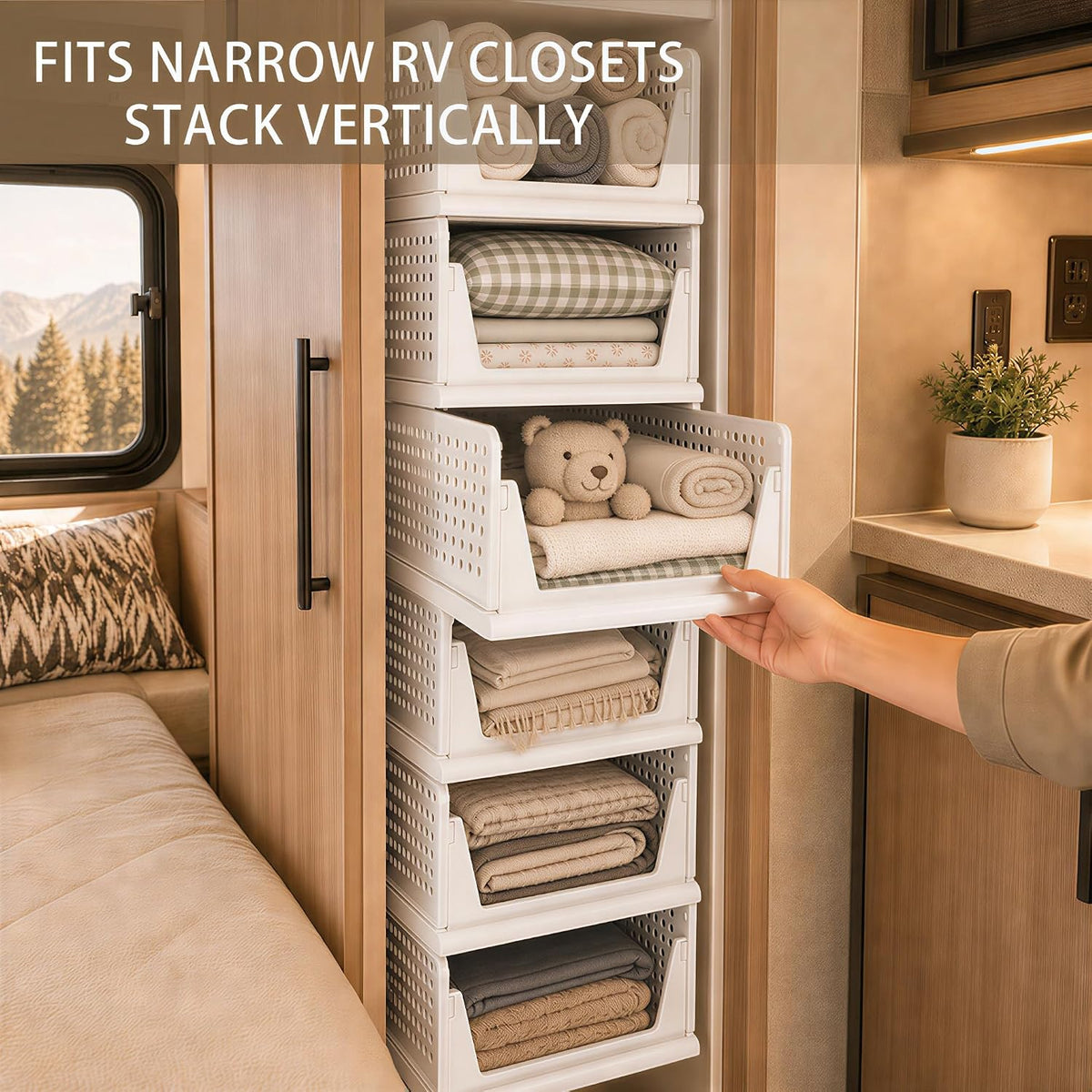 Closet Organizer Storage Bins Stackable Plastic Drawer Shelf