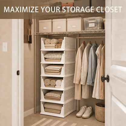 Closet Organizer Storage Bins Stackable Plastic Drawer Shelf
