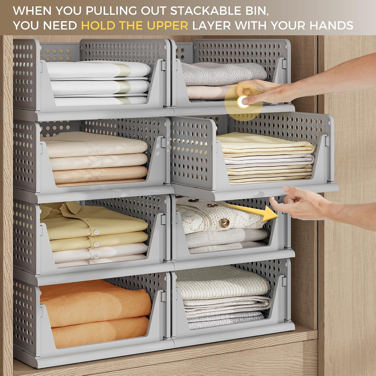 Closet Organizer Storage Bins Stackable Plastic Drawer Shelf