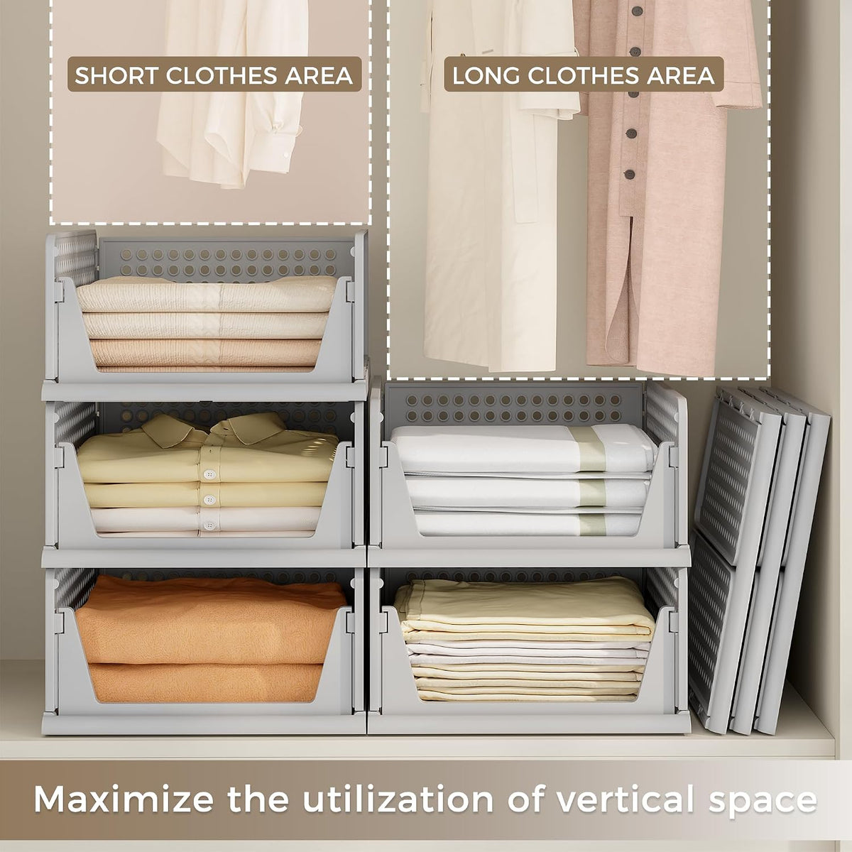 Closet Organizer Storage Bins Stackable Plastic Drawer Shelf