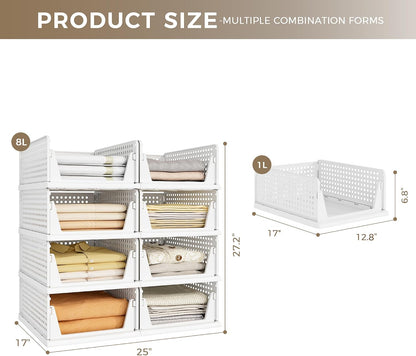 Closet Organizer Storage Bins Stackable Plastic Drawer Shelf