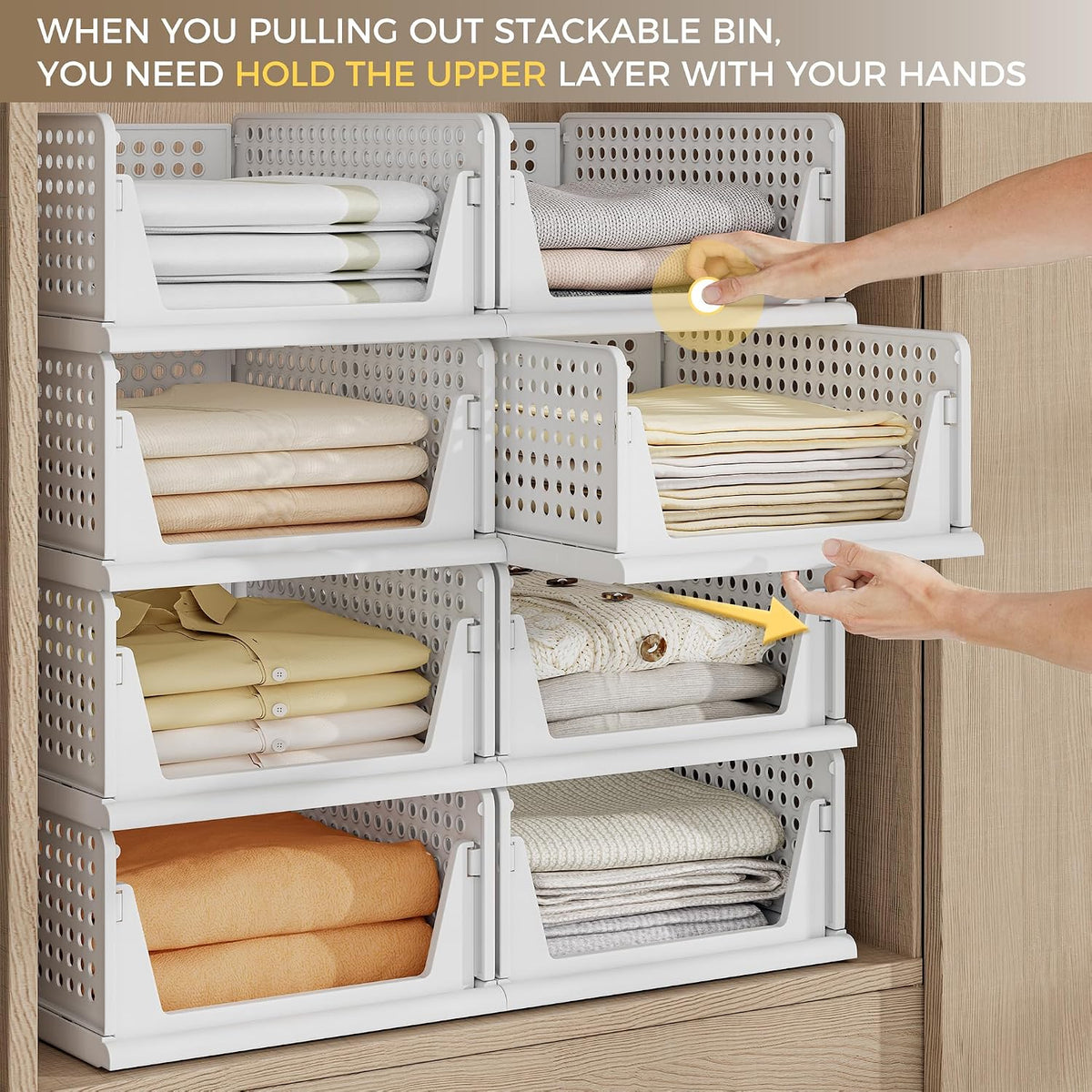 Closet Organizer Storage Bins Stackable Plastic Drawer Shelf