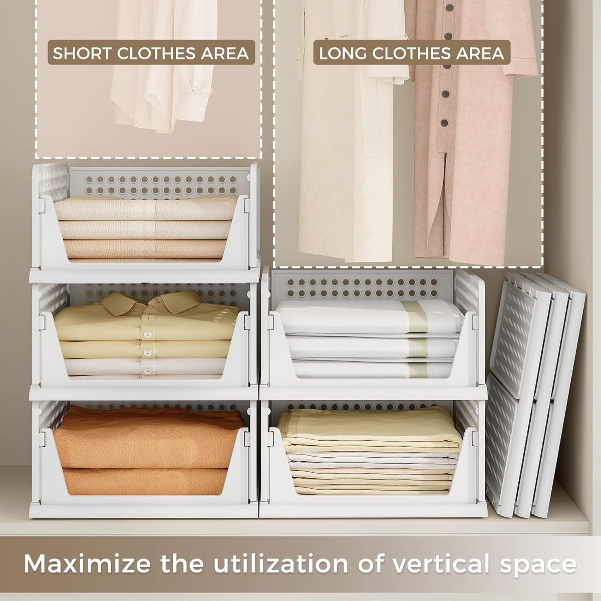 Closet Organizer Storage Bins Stackable Plastic Drawer Shelf