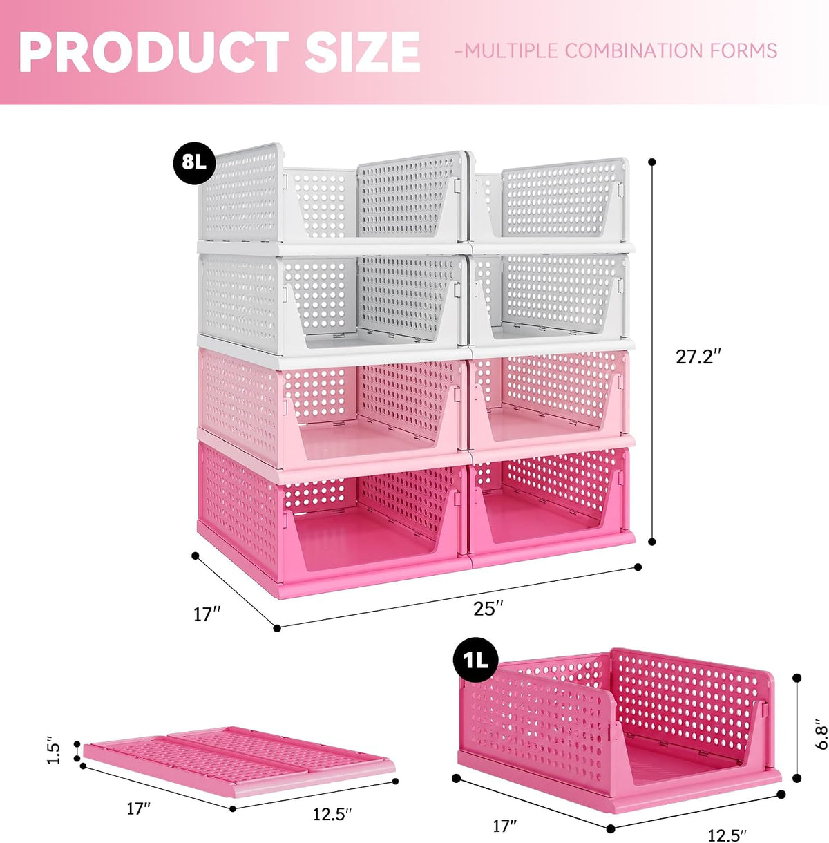 Closet Organizer Storage Bins Stackable Plastic Drawer Shelf