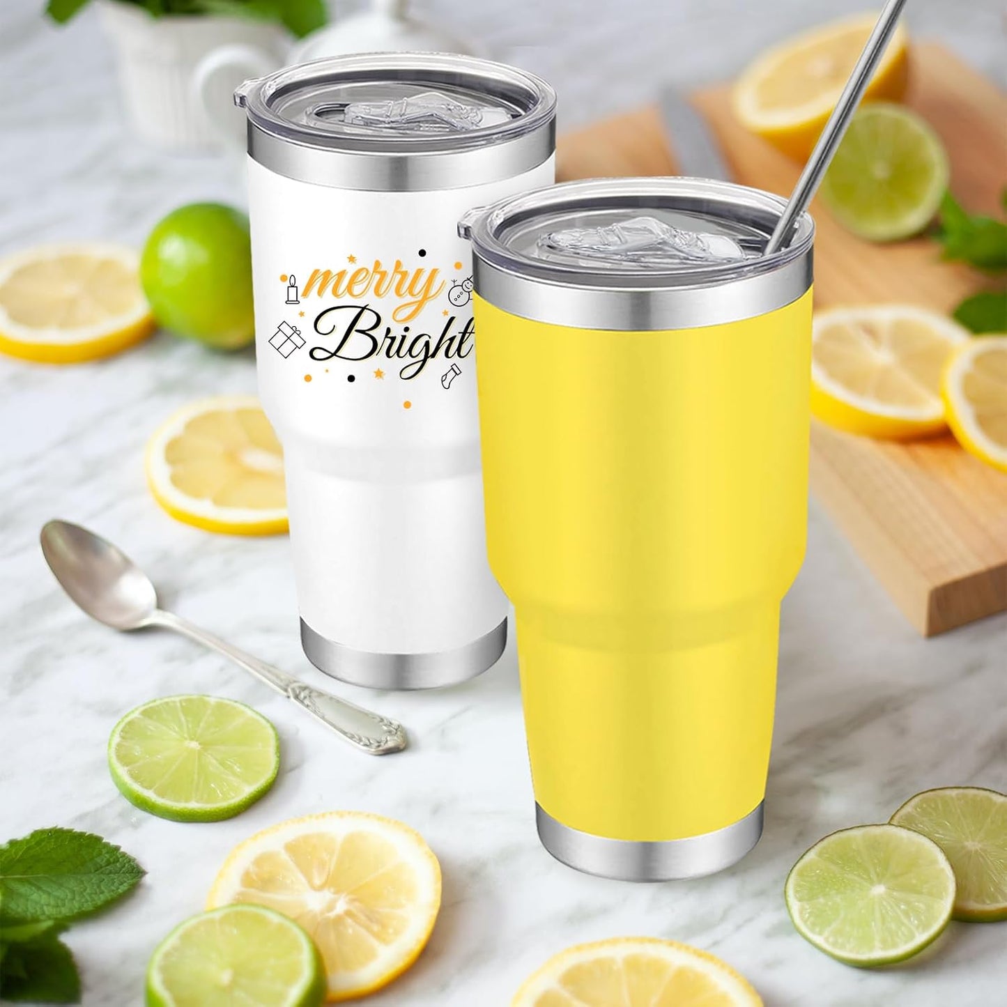 12 Pack Insulated Tumbler - 30oz Stainless Steel Double Wall Vacuum Travel Coffee Tumbler Cup with Lid and Straw for Cold & Hot Drinks (Mixed Colors)