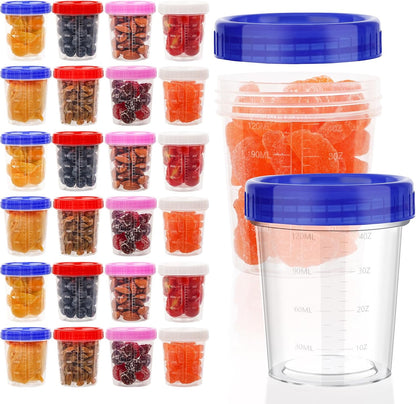 XSEINO 24 Pack 4 Oz Freezer Storage Containers with Lids, Soup Containers with Lids, Airtight Condiment Cups for Salad Dressing, Meal Prep, Snack, BPA Free, Leakproof, Microwave & Dishwasher Safe