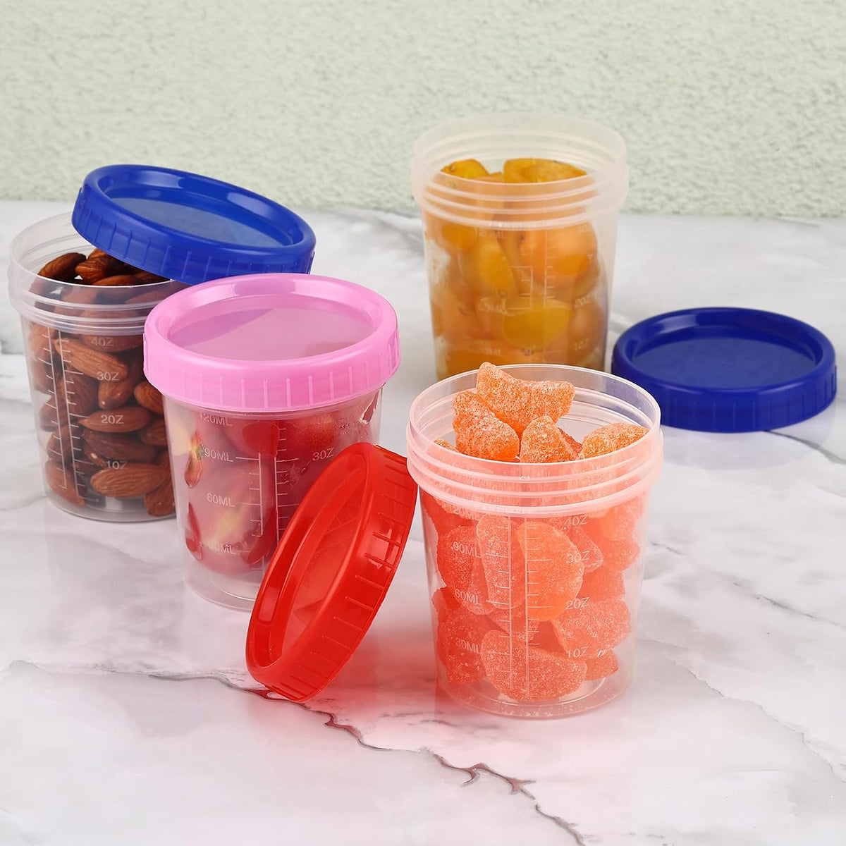 XSEINO 24 Pack 4 Oz Freezer Storage Containers with Lids, Soup Containers with Lids, Airtight Condiment Cups for Salad Dressing, Meal Prep, Snack, BPA Free, Leakproof, Microwave & Dishwasher Safe