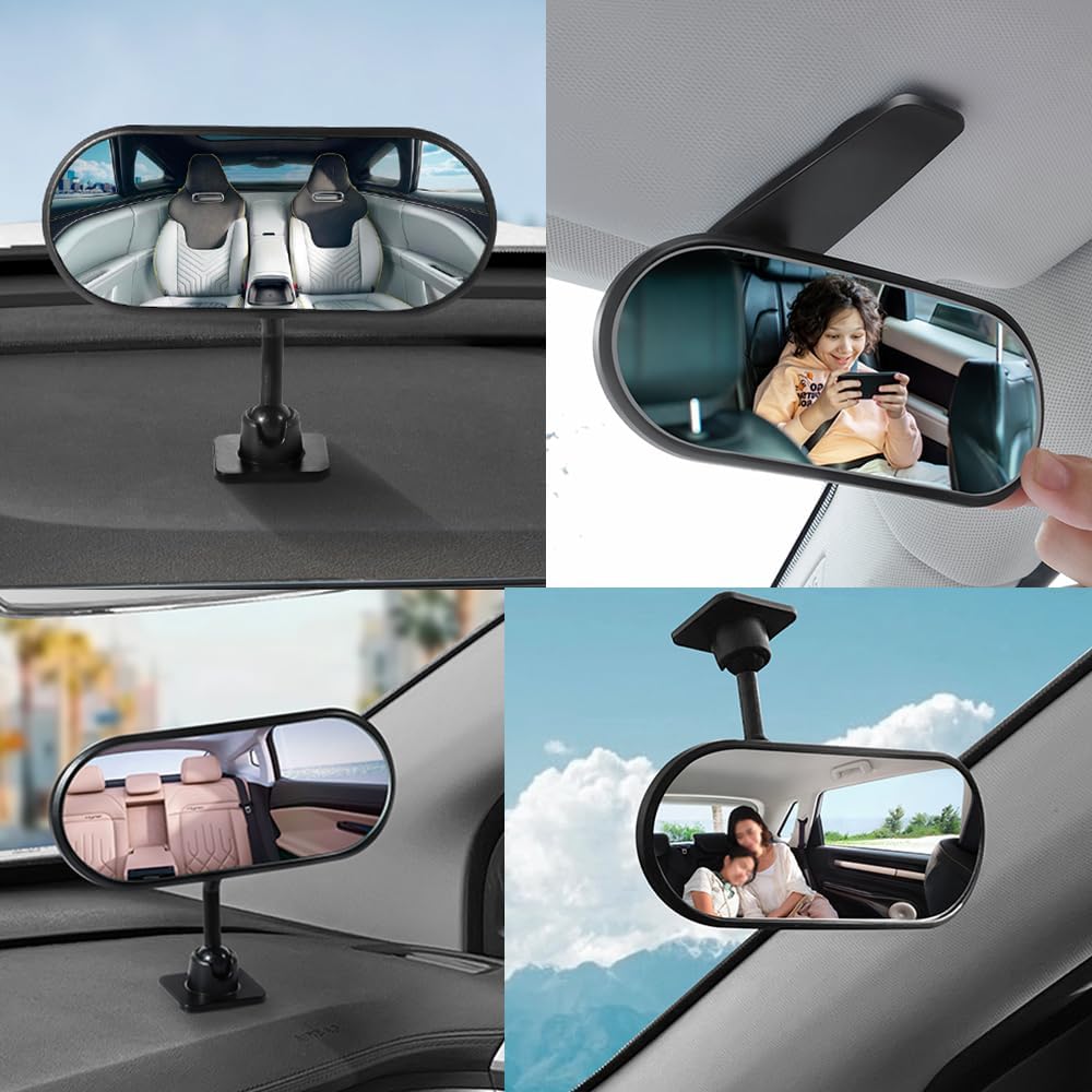 HD Car Mirror for Baby,360° Adjustable Rear View Mirrors Provides a Wide Field of Vision & Observation of the Rear Seat,Clip-on/Stick-on Convex Mirrors Baby Mirror for Car