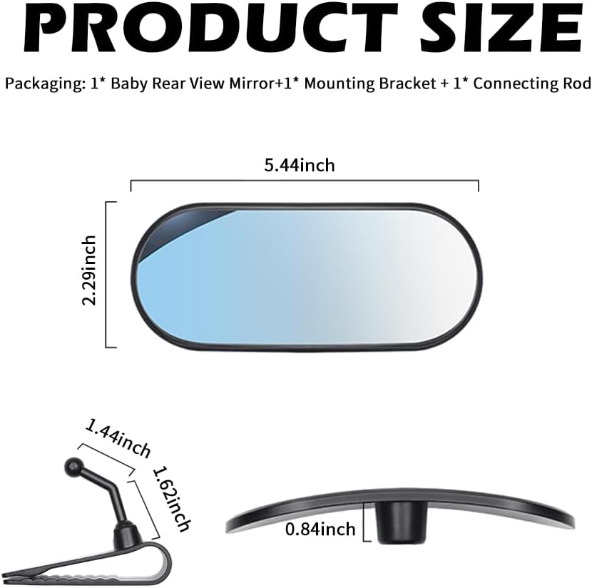 HD Car Mirror for Baby,360° Adjustable Rear View Mirrors Provides a Wide Field of Vision & Observation of the Rear Seat,Clip-on/Stick-on Convex Mirrors Baby Mirror for Car
