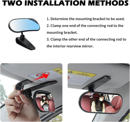 HD Car Mirror for Baby,360° Adjustable Rear View Mirrors Provides a Wide Field of Vision & Observation of the Rear Seat,Clip-on/Stick-on Convex Mirrors Baby Mirror for Car
