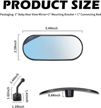 HD Car Mirror for Baby,360° Adjustable Rear View Mirrors Provides a Wide Field of Vision & Observation of the Rear Seat,Clip-on/Stick-on Convex Mirrors Baby Mirror for Car
