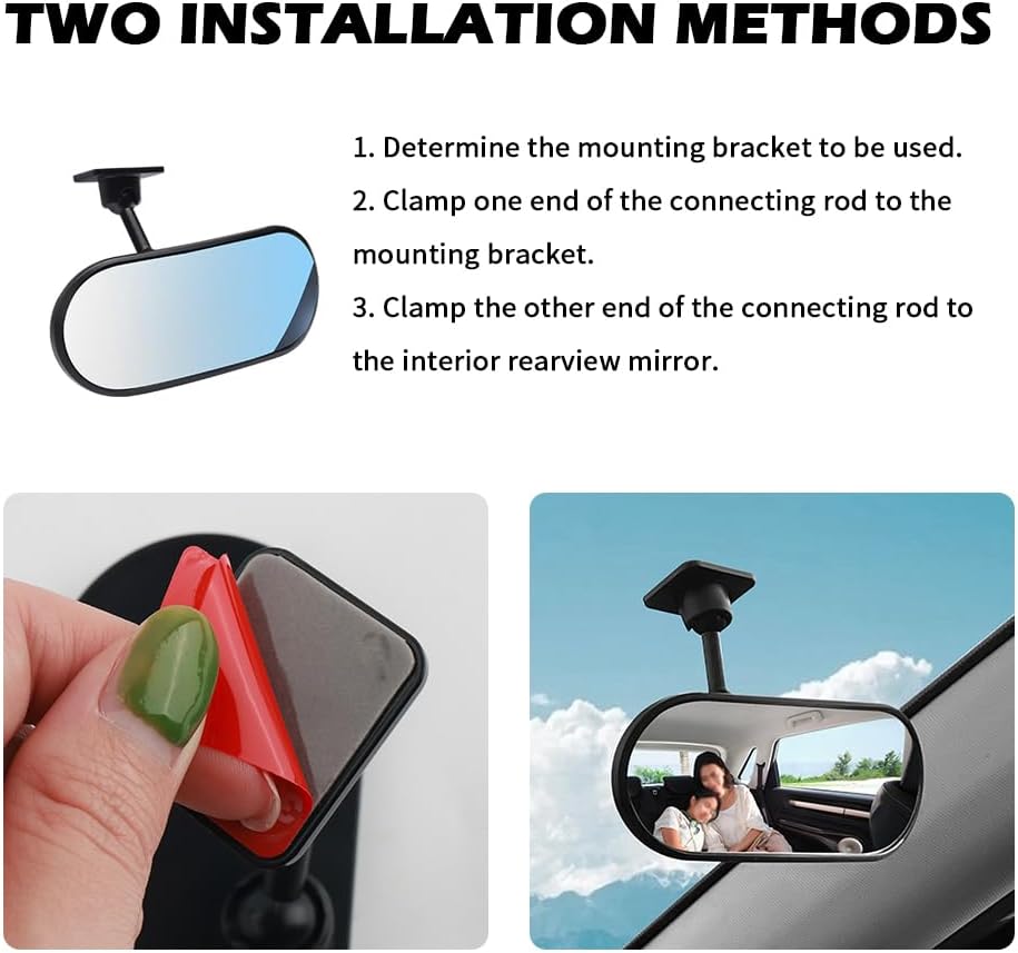 HD Car Mirror for Baby,360° Adjustable Rear View Mirrors Provides a Wide Field of Vision & Observation of the Rear Seat,Clip-on/Stick-on Convex Mirrors Baby Mirror for Car