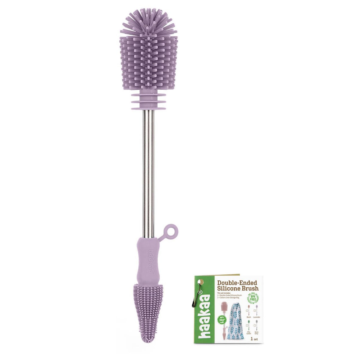 Silicone Bottle Brush for Baby Bottles & Crevices, SUVA Grey, 1PK