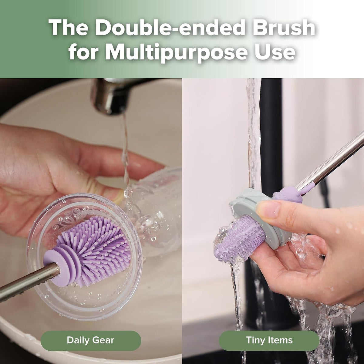 Silicone Bottle Brush for Baby Bottles & Crevices, SUVA Grey, 1PK