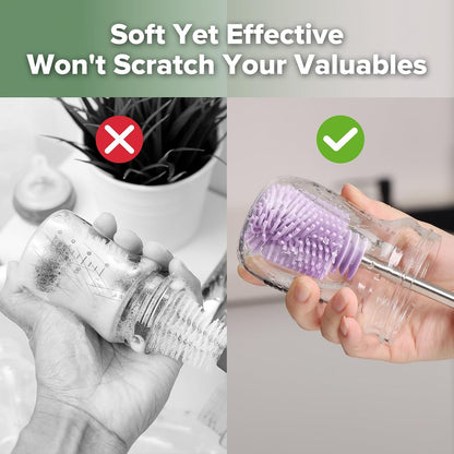 Silicone Bottle Brush for Baby Bottles & Crevices, SUVA Grey, 1PK