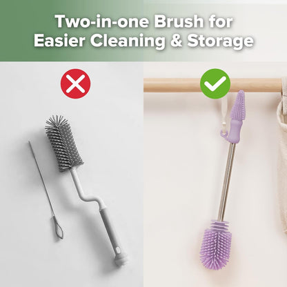 Silicone Bottle Brush for Baby Bottles & Crevices, SUVA Grey, 1PK