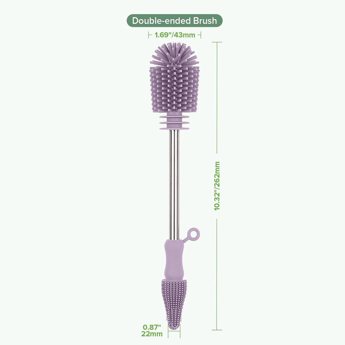 Silicone Bottle Brush for Baby Bottles & Crevices, SUVA Grey, 1PK