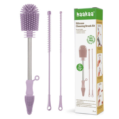 Silicone Bottle Brush for Baby Bottles & Crevices, SUVA Grey, 1PK