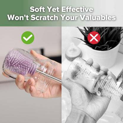 Silicone Bottle Brush for Baby Bottles & Crevices, SUVA Grey, 1PK