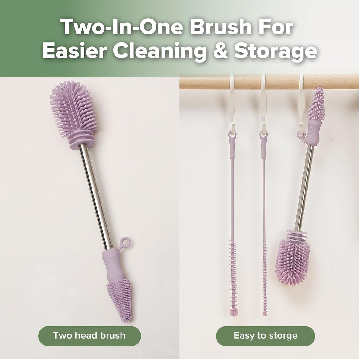 Silicone Bottle Brush for Baby Bottles & Crevices, SUVA Grey, 1PK