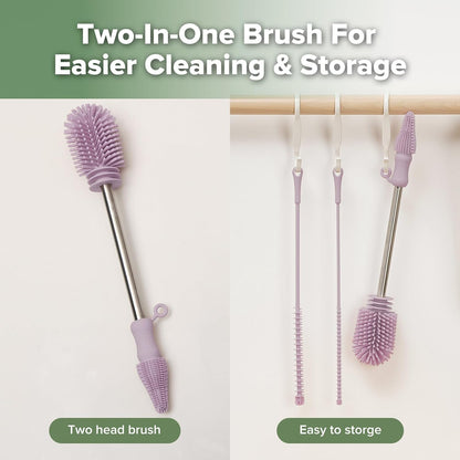 Silicone Bottle Brush for Baby Bottles & Crevices, SUVA Grey, 1PK
