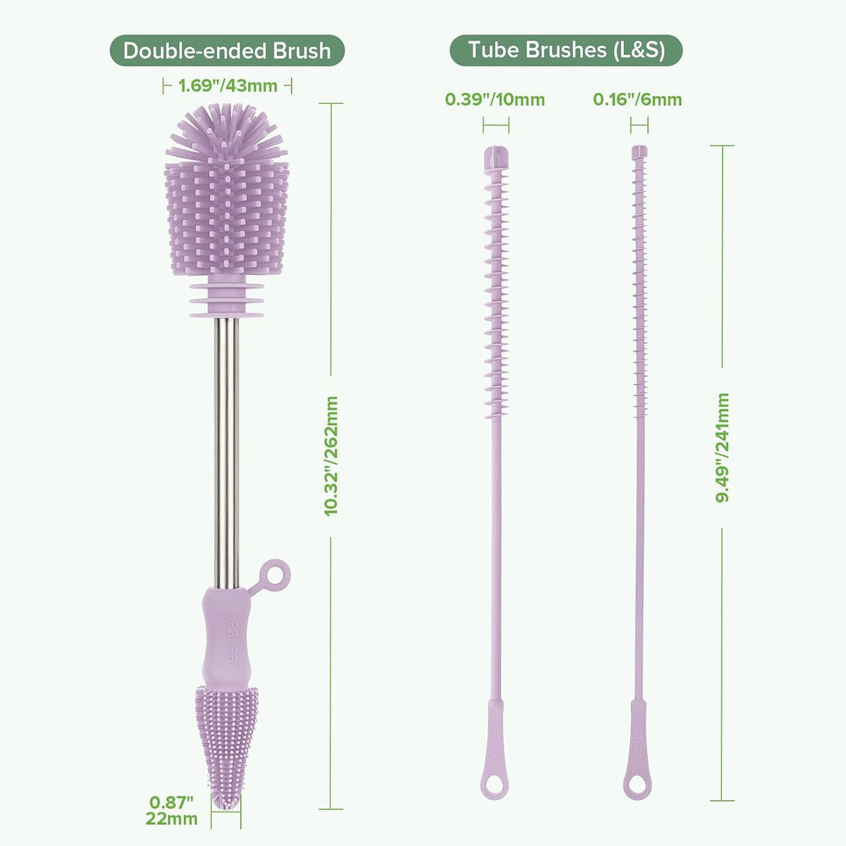 Silicone Bottle Brush for Baby Bottles & Crevices, SUVA Grey, 1PK