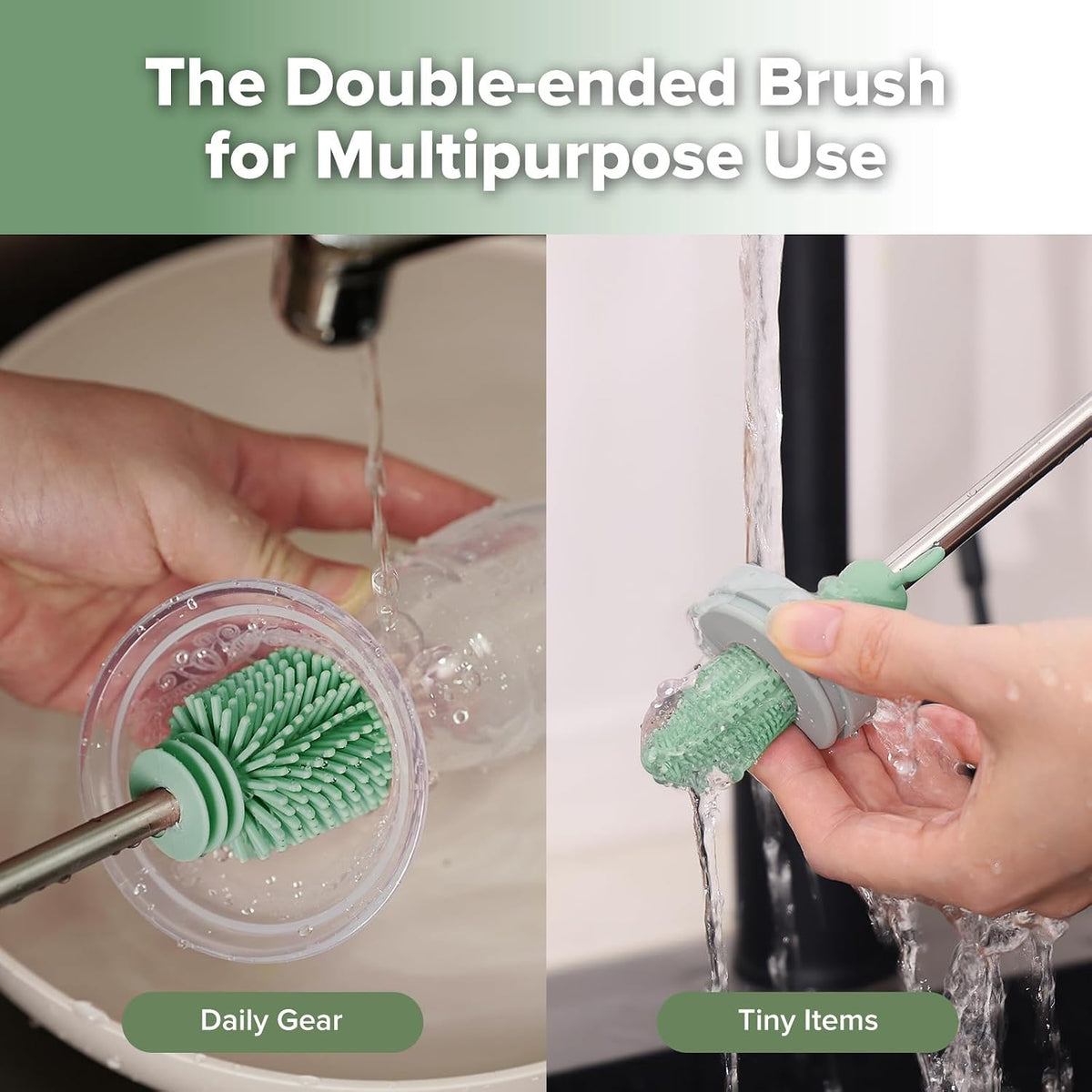 Silicone Bottle Brush for Baby Bottles & Crevices, SUVA Grey, 1PK