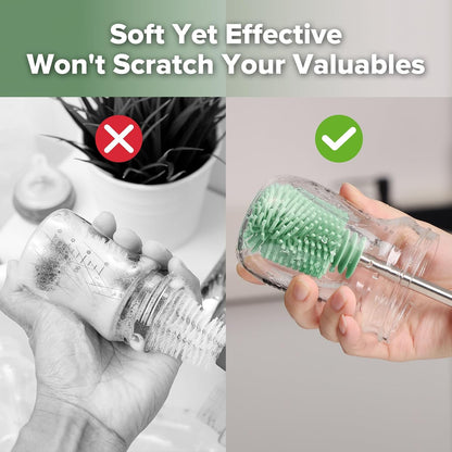 Silicone Bottle Brush for Baby Bottles & Crevices, SUVA Grey, 1PK