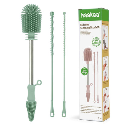 Silicone Bottle Brush for Baby Bottles & Crevices, SUVA Grey, 1PK