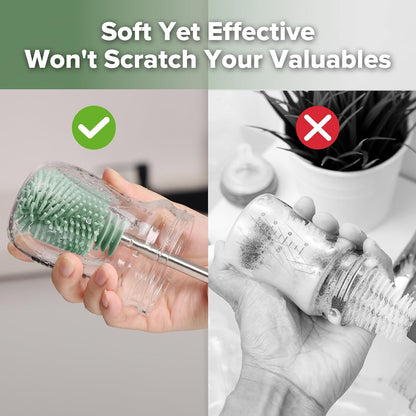 Silicone Bottle Brush for Baby Bottles & Crevices, SUVA Grey, 1PK
