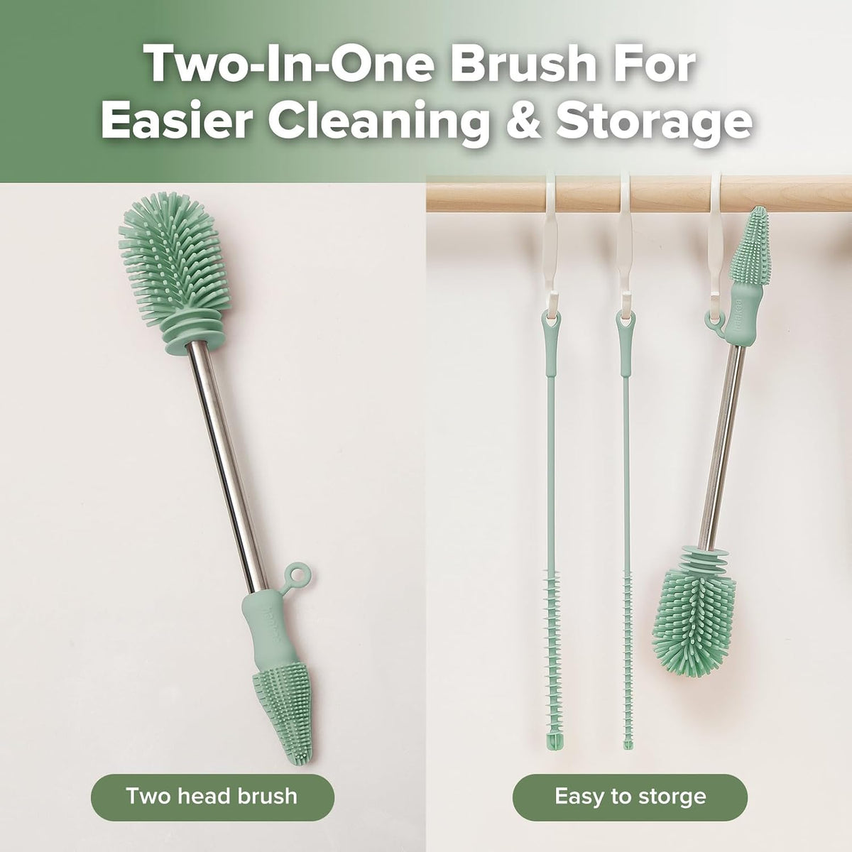 Silicone Bottle Brush for Baby Bottles & Crevices, SUVA Grey, 1PK
