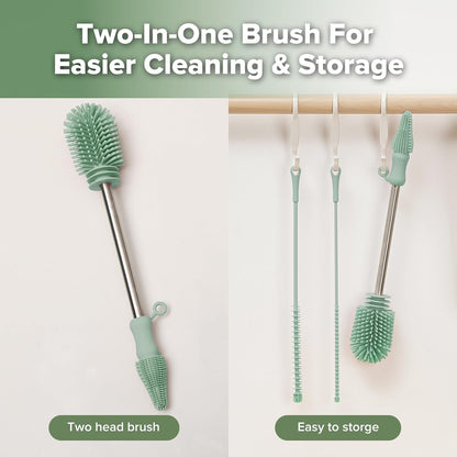 Silicone Bottle Brush for Baby Bottles & Crevices, SUVA Grey, 1PK