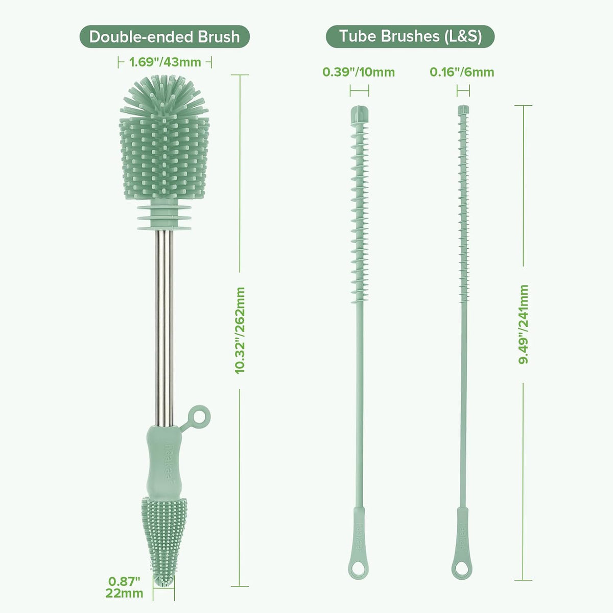 Silicone Bottle Brush for Baby Bottles & Crevices, SUVA Grey, 1PK