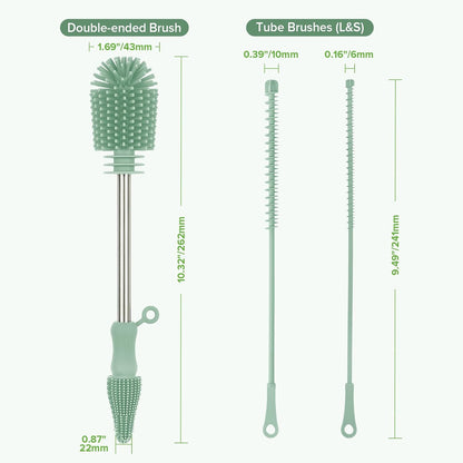 Silicone Bottle Brush for Baby Bottles & Crevices, SUVA Grey, 1PK