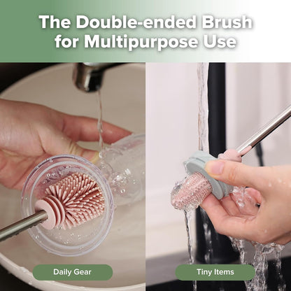 Silicone Bottle Brush for Baby Bottles & Crevices, SUVA Grey, 1PK