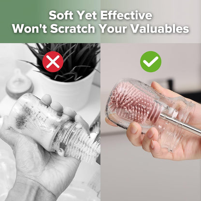 Silicone Bottle Brush for Baby Bottles & Crevices, SUVA Grey, 1PK