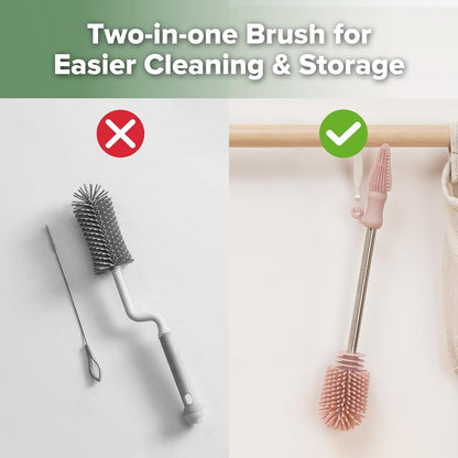 Silicone Bottle Brush for Baby Bottles & Crevices, SUVA Grey, 1PK
