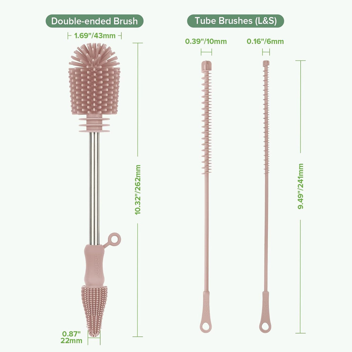 Silicone Bottle Brush for Baby Bottles & Crevices, SUVA Grey, 1PK