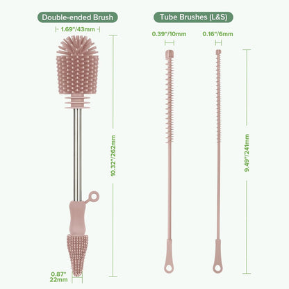 Silicone Bottle Brush for Baby Bottles & Crevices, SUVA Grey, 1PK