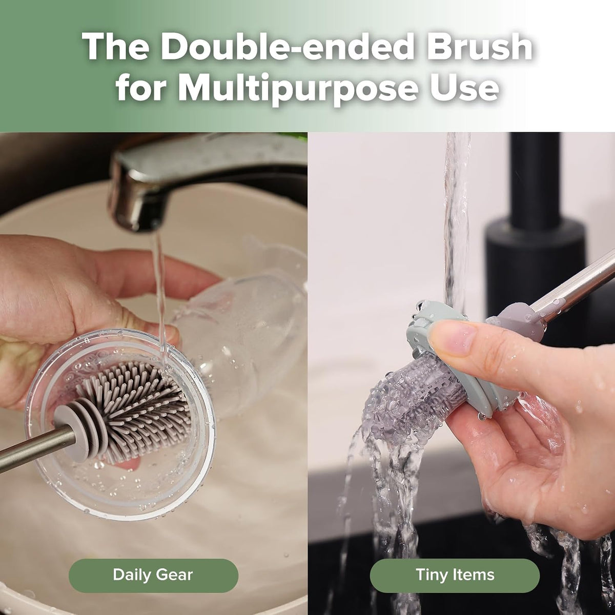 Silicone Bottle Brush for Baby Bottles & Crevices, SUVA Grey, 1PK