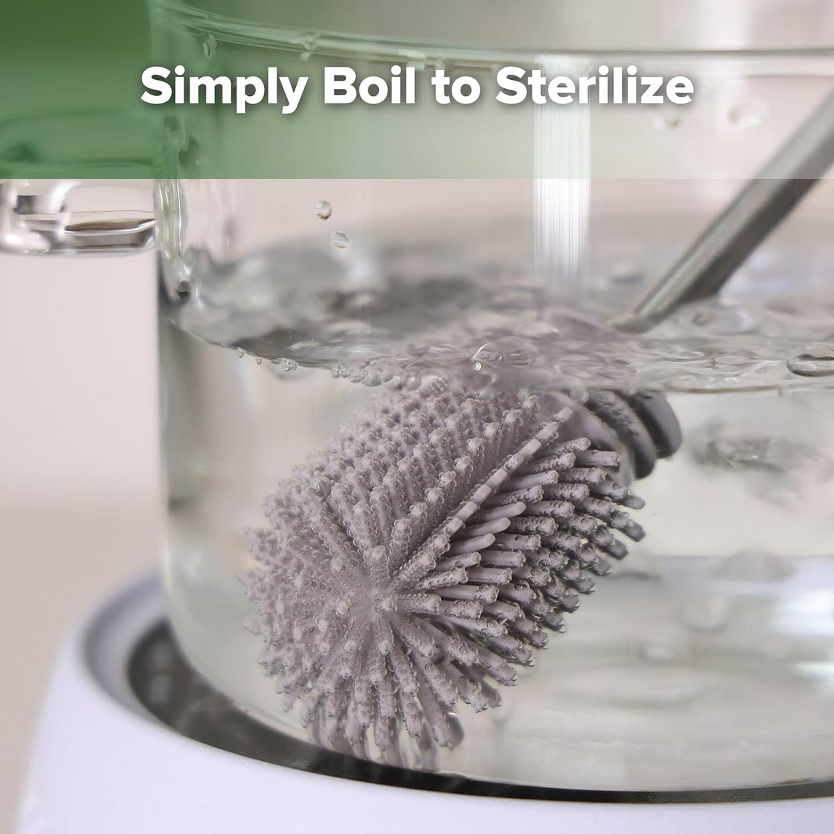 Silicone Bottle Brush for Baby Bottles & Crevices, SUVA Grey, 1PK