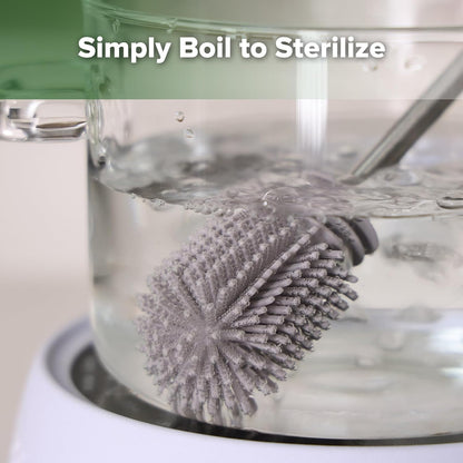 Silicone Bottle Brush for Baby Bottles & Crevices, SUVA Grey, 1PK