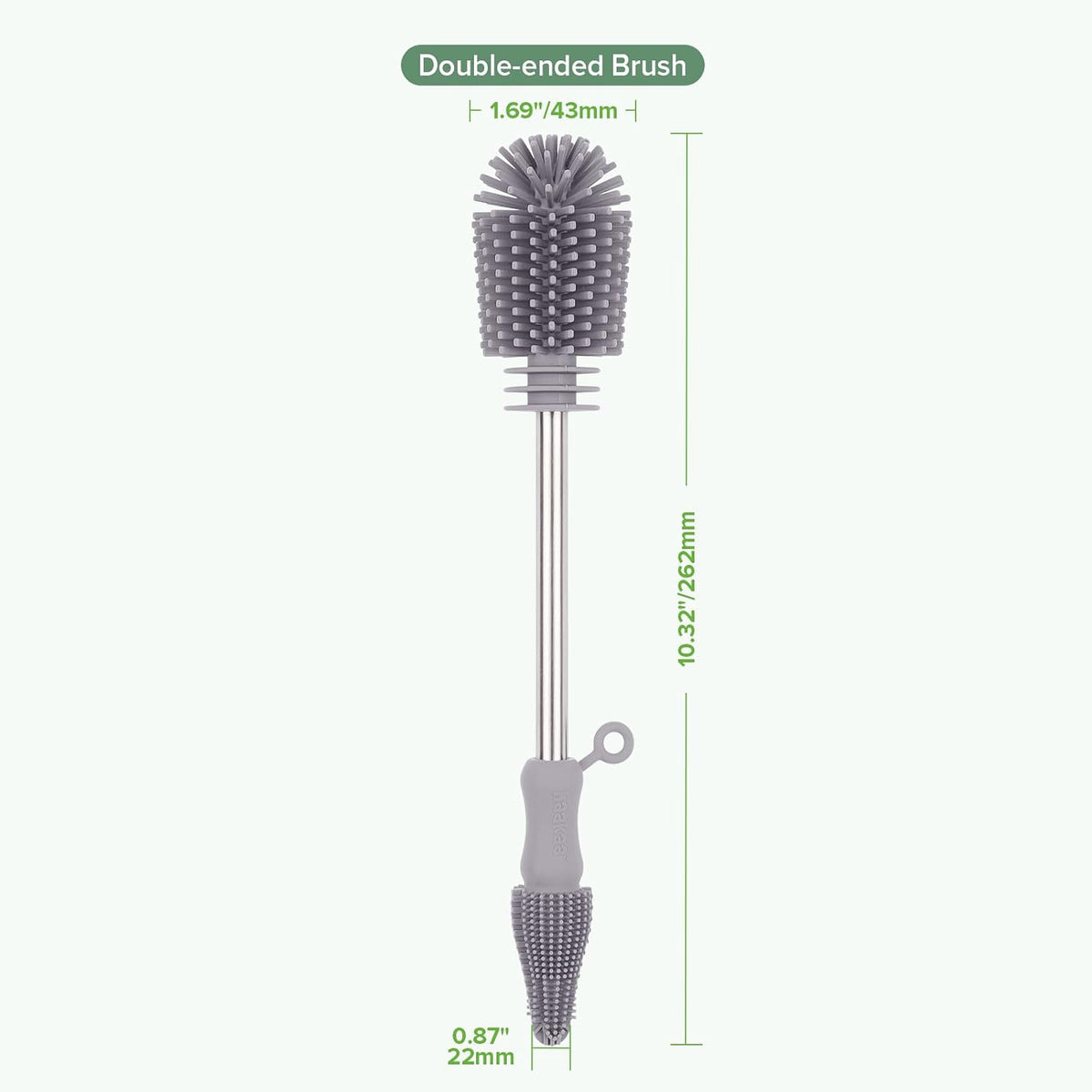 Silicone Bottle Brush for Baby Bottles & Crevices, SUVA Grey, 1PK