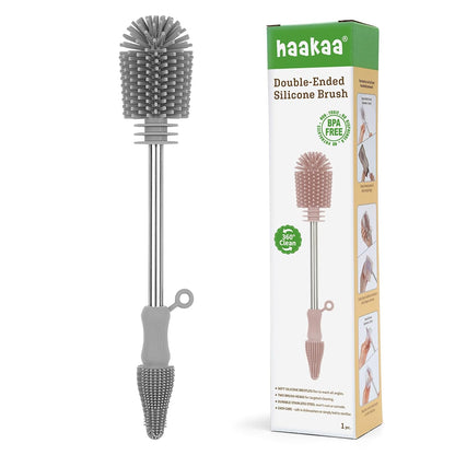 Silicone Bottle Brush for Baby Bottles & Crevices, SUVA Grey, 1PK