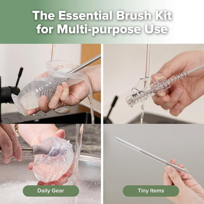 Silicone Bottle Brush for Baby Bottles & Crevices, SUVA Grey, 1PK