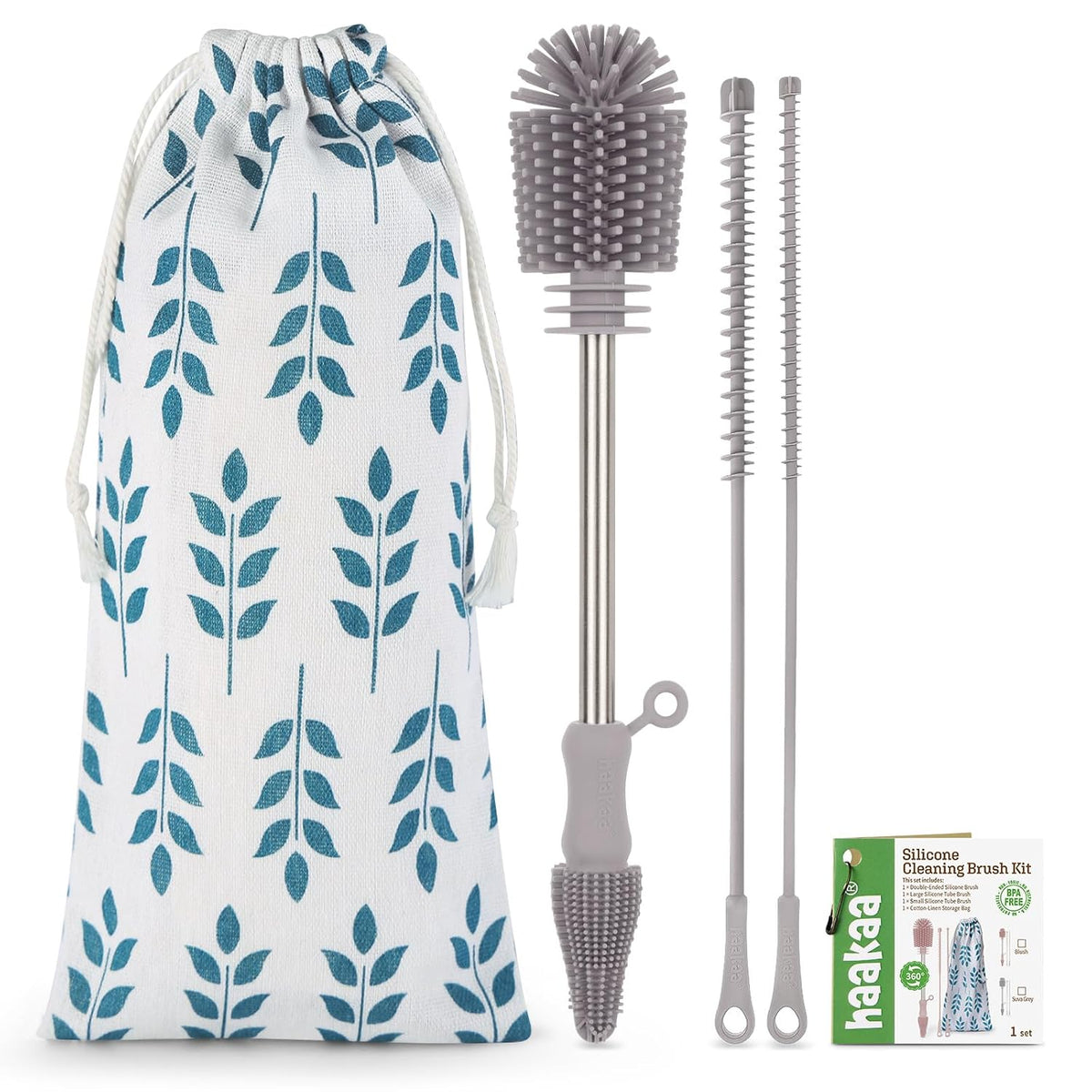 Silicone Bottle Brush for Baby Bottles & Crevices, SUVA Grey, 1PK